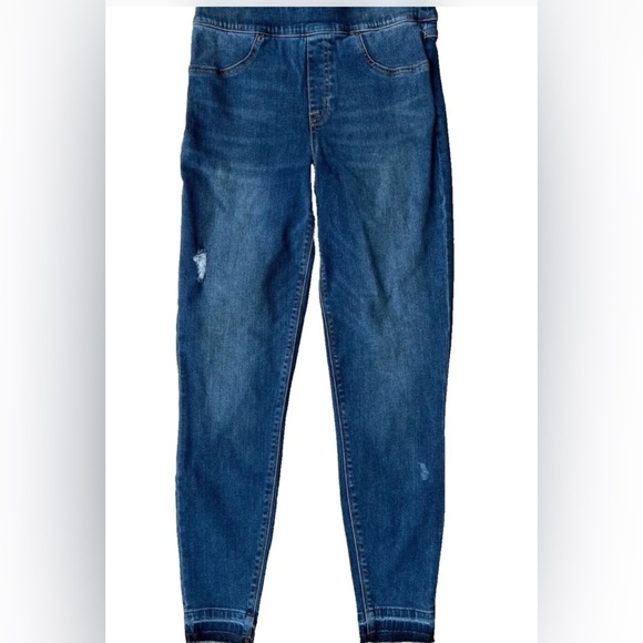 Spanx 20203R Distressed Denim Leggings Jeggings Medium Wash Raw Edge XS New NWT - Picture 1 of 9